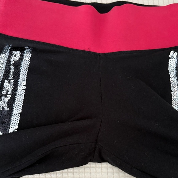 PINK Victoria's Secret Black and Pink Sequin Leggings - Picture 9 of 10